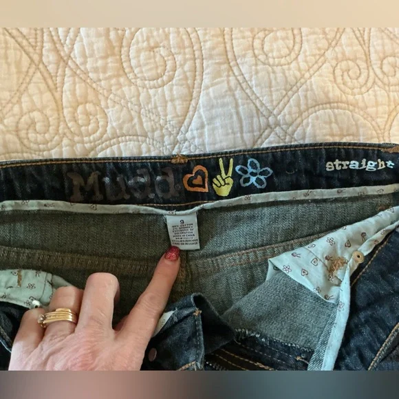 Y2K Mudd Jeans Straight Leg Low Rise Dark Wash women size 9 - Picture 11 of 12